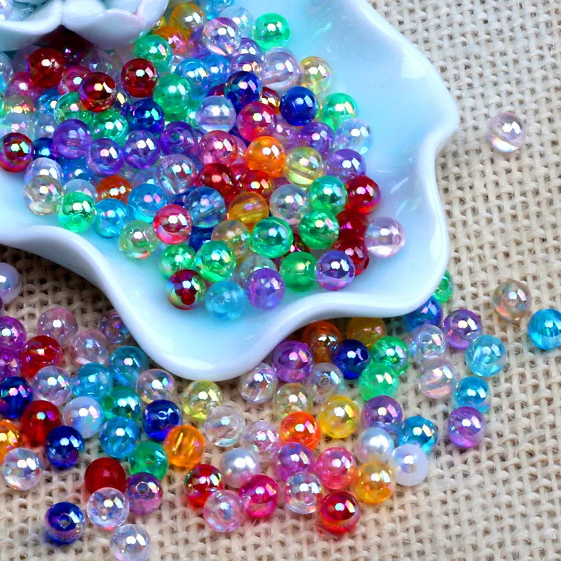 

6mm 8mm 10mm 12mm Rainbow Lucency AB Color Round Acrylic Loose Spacer Beads For Jewelry Making DIY Bracelet Necklace Sewing