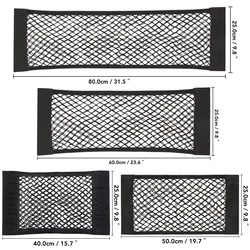 Car Back Trunk Seat Elastic String Net Magic Sticker Mesh Storage Bag Pocket Cage Auto Organizer Seat Back Bag 40*25cm