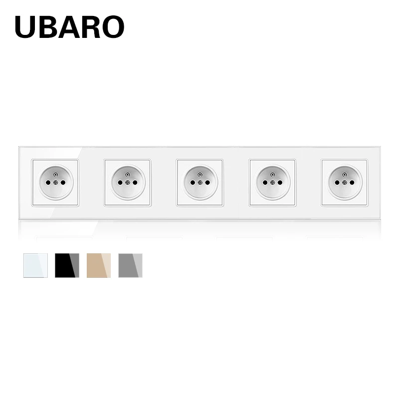 

UBARO 430*86 Французская стандартная розетка из закаленного хрустального стекла с USB 5 В 2100 мА Настенные вилки Розетка AC110-250V 16A Розетки
