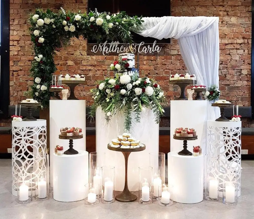 5pcs/set)white acrylic Crystal Wedding Decoration Pillars Columns for wedding stage   senyu1683