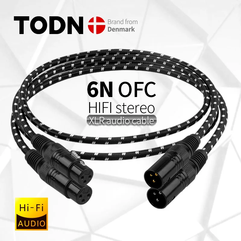 TODN HIFI xlr audio cable Stereo high purity 6N OFC gold-plated xlr plug Male to female for microphone mixer