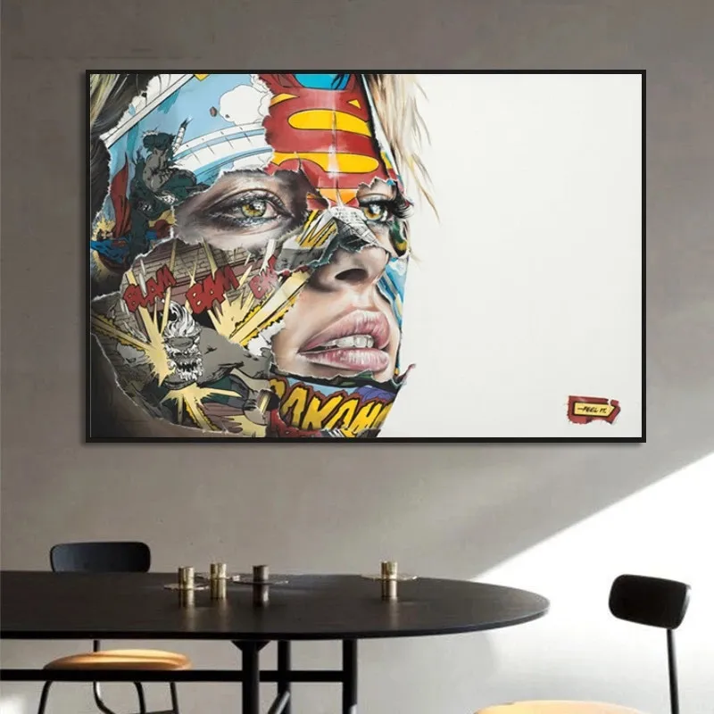 

Sandra Chevrier Sexy Abstract Graffiti Girl Portrait Posters and Prints Canvas Painting Wall Pictures For Living Room Home Decor