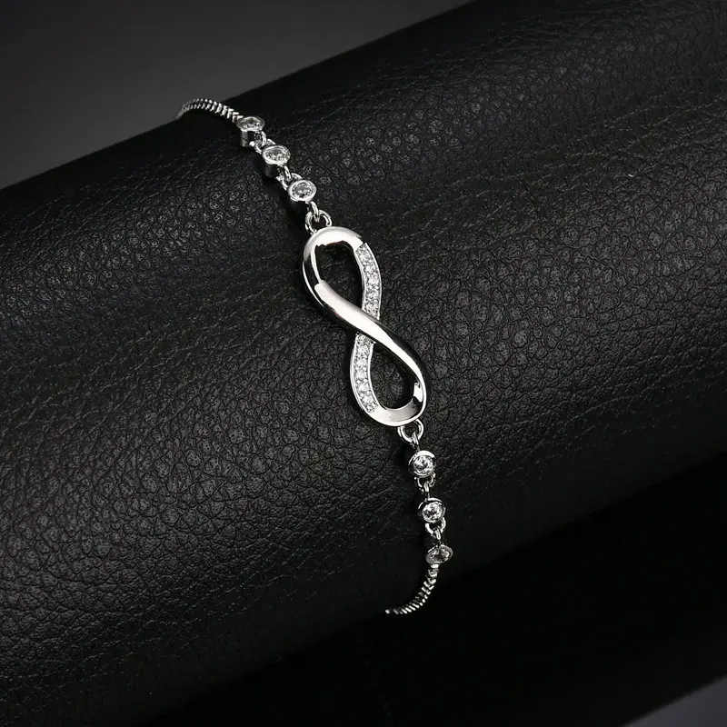 Silver Color Infinity Adjustable Bracelet For Women Hot Fashion 8 Word Bracelet Female Wedding Jewelry  Gift