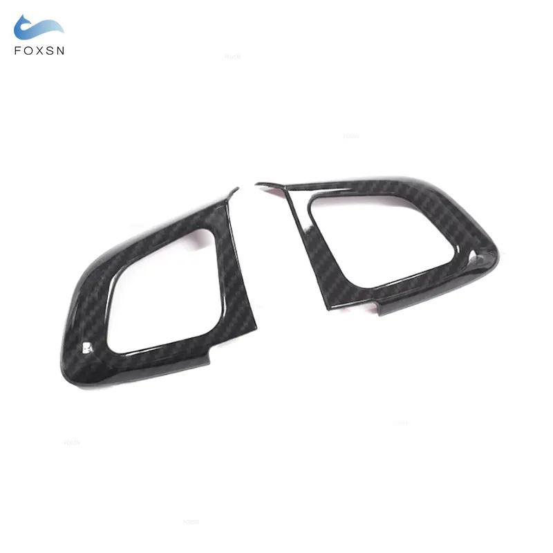 ABS Carbon Texture 2pcs Car Accessories Steering Wheel Button Frame Cover Trim For Land Rover Range Rover Evoque 2011 - 2017