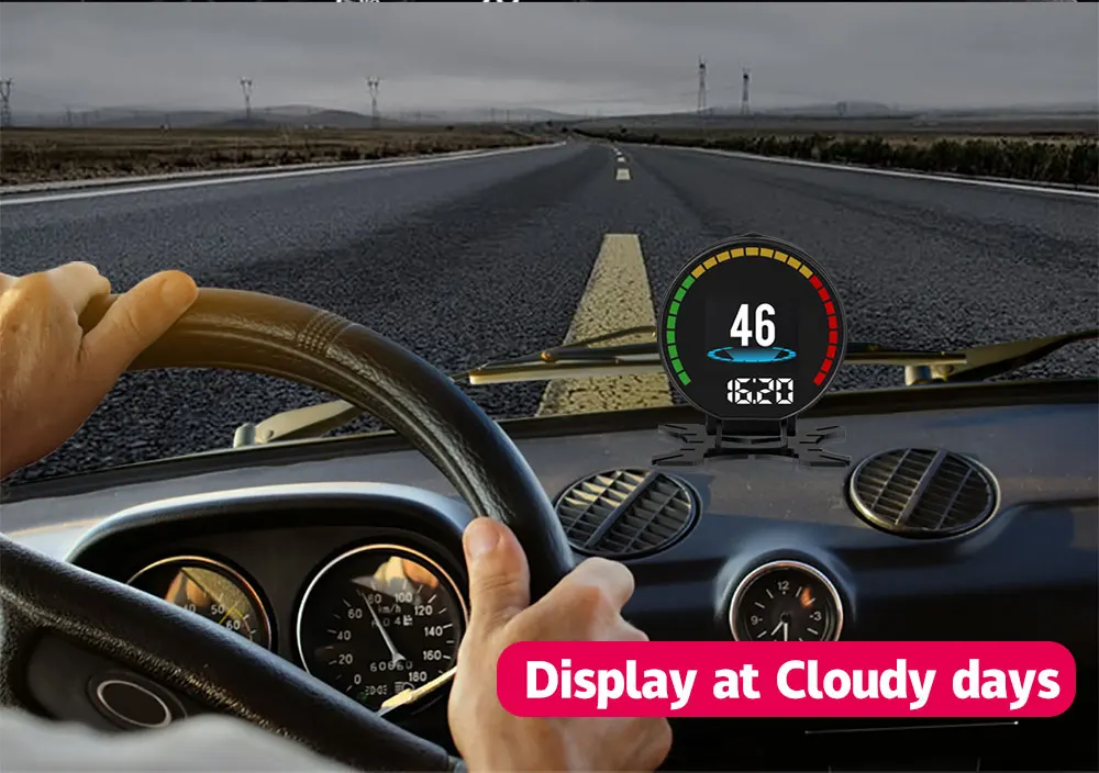 P15 Head Up Display HUD OBD2 Digital Speedometer Temperature  KM/h MPH Turbo Boost Pressure Speed Projector on the windshield