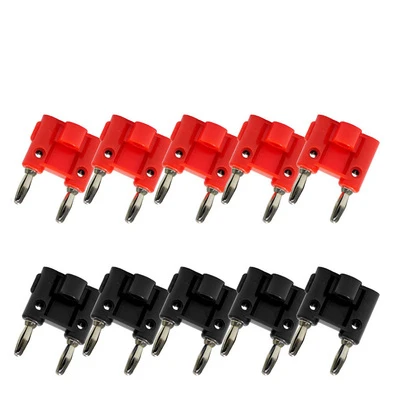 10Pcs/5Pair Double Row 4mm Banana Plug Audio Speaker Connector Twin Banana Plug Amplifier Terminal Couple Banana Socket Adapter