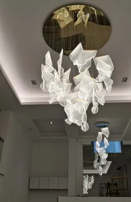 Postmodern Golden Art Paper Pendant Lights