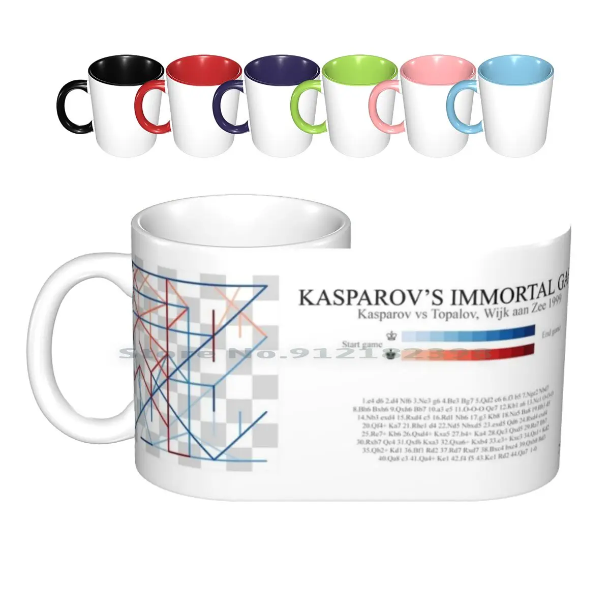 Kasparov's Immortal Game Ceramic Mugs Coffee Cups Milk Tea Mug Chess Game Garry Kasparov Vesselin Topalov Queen Gambit Beth