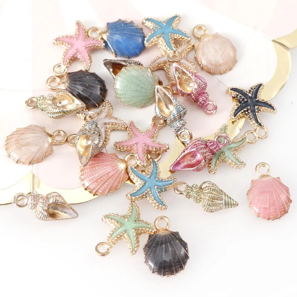 15/30PCS A+ Fashion Metal Alloy Ocean Shell Christmas Charm Decor Set  Pendant Drop Ornaments Hanging DIY Decoration