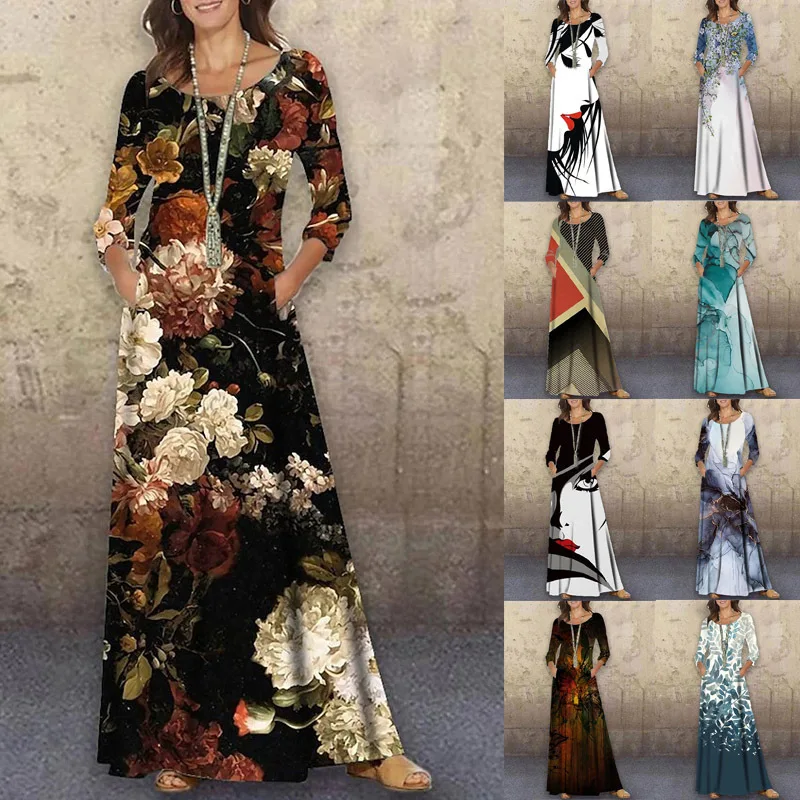 

Women Spring Autumn 3D Ruffles Befree Maxi Dress Large Big Sexy Full Long Sleeve Boho Party Elegant Dresses