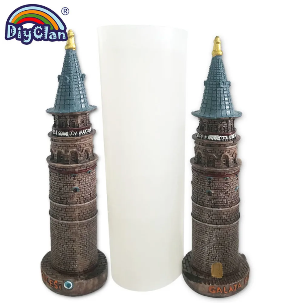 3D Tower Silicone Candle Mold Galata Tower Shape DIY Ornaments Decoration Mould Handmade Making Plaster Resin Crafts Molds