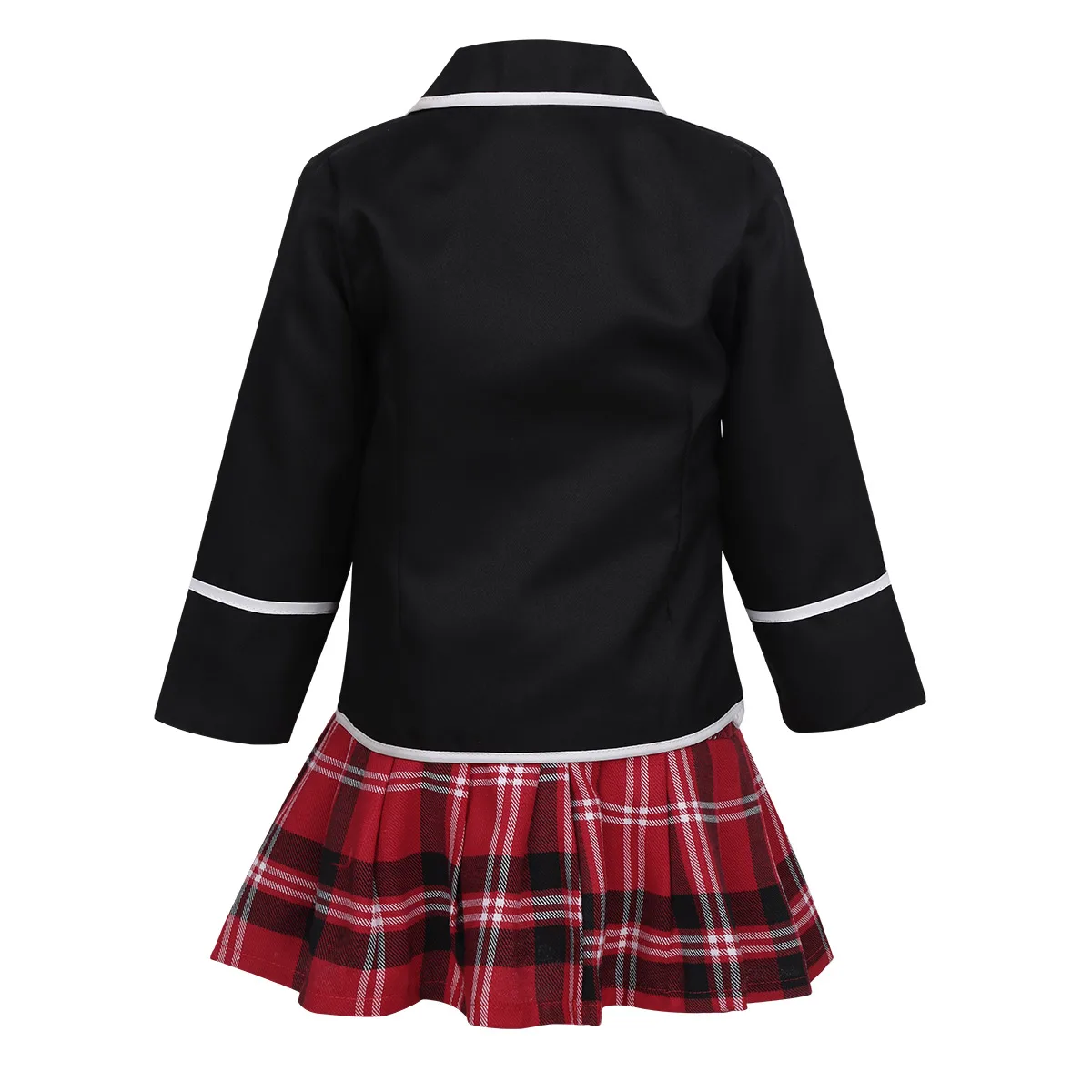 Kids Girls British Japanese Korean School Uniform Anime Outfits Long Sleeve Jacket and Shirts Tie Mini Skirt Set for 4-14Years