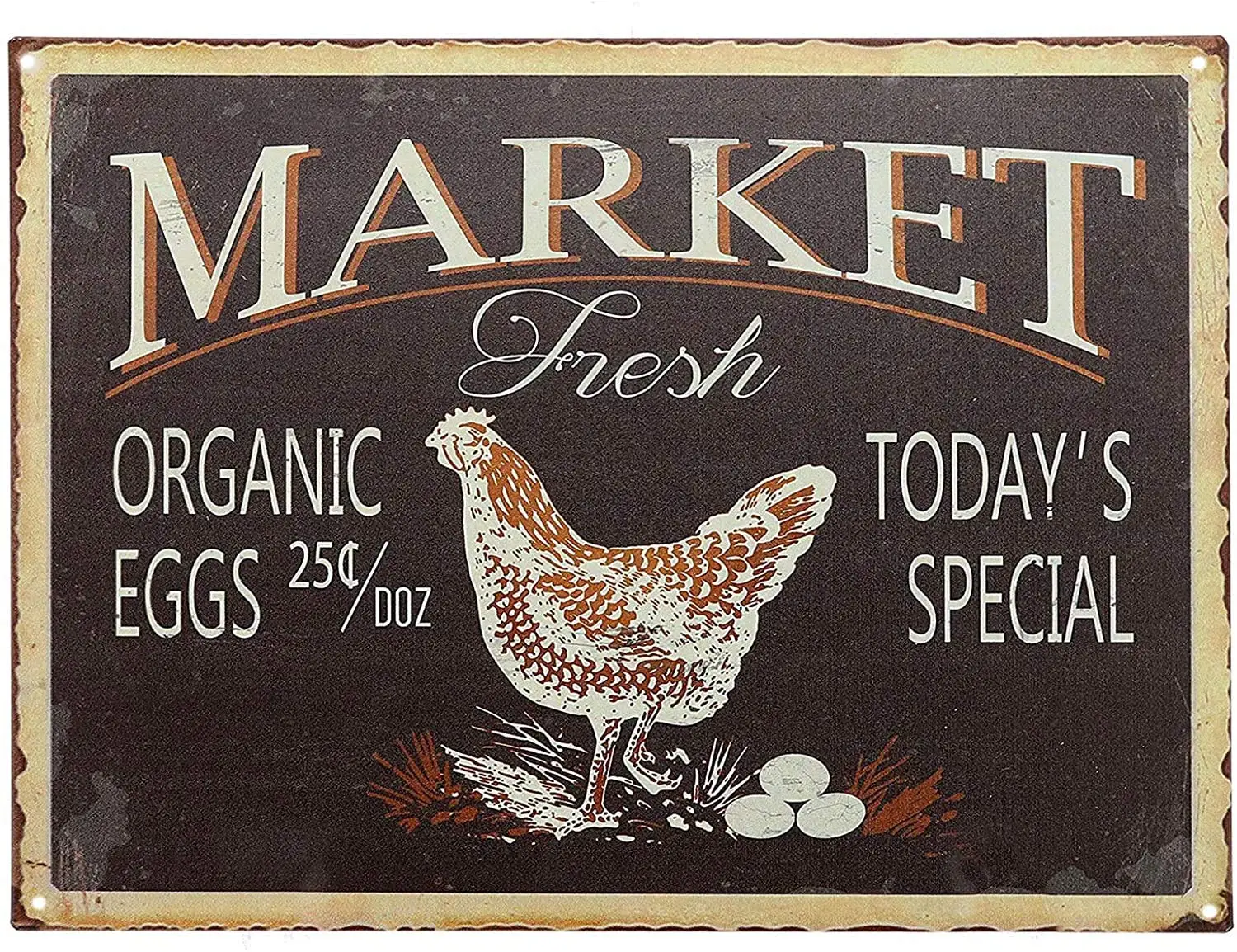 

Funny Chicken Signs Farmers Market Fresh Eggs Retro Vintage Tin Bar Sign Vintage Distressed Farm House Metal Room Sign Country H