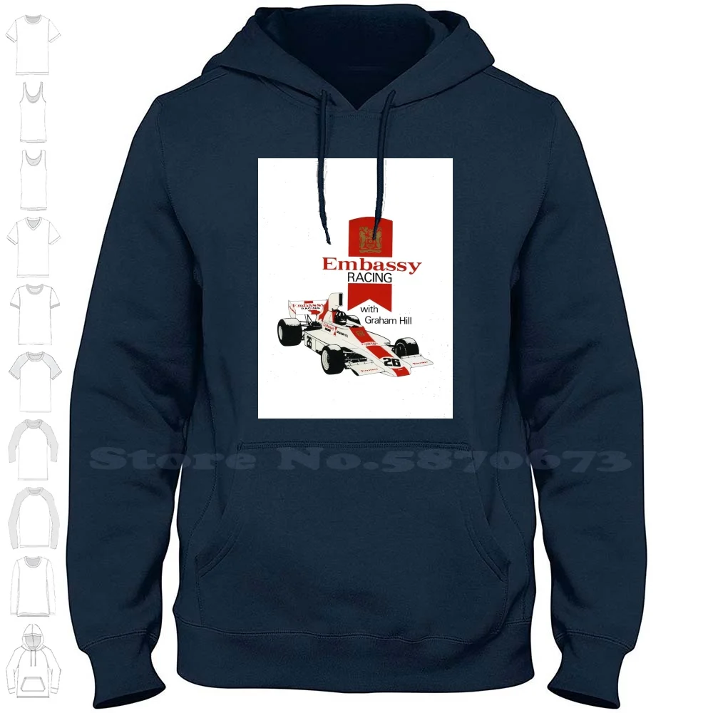 Old School Racing! 100% Cotton Hoodie T-Shirt Gp Embassy Open Wheeler Racing Car Monaco Brands Hatch Hill Cigarettes