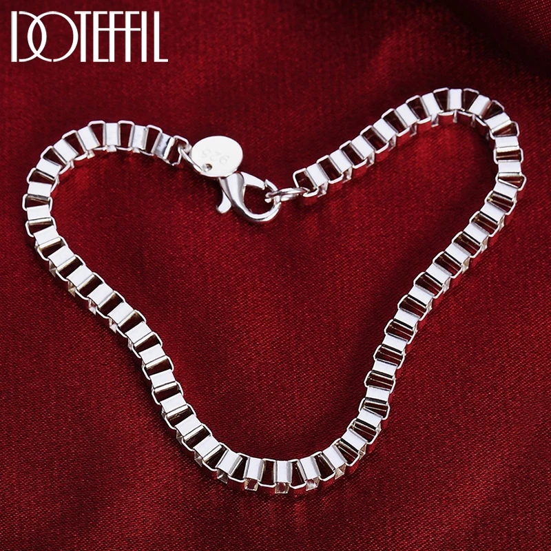 

DOTEFFIL 925 Sterling Silver 18K Gold 4m Box Chain Bracelet For Women Wedding Engagement Party Fashion Jewelry