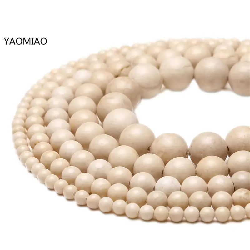 Round Ivory Beads White Loose Spacer Stone Beads For Jewelry DIY Making Bracelets Necklace Pick Size 6/8/10/12mm wholesale