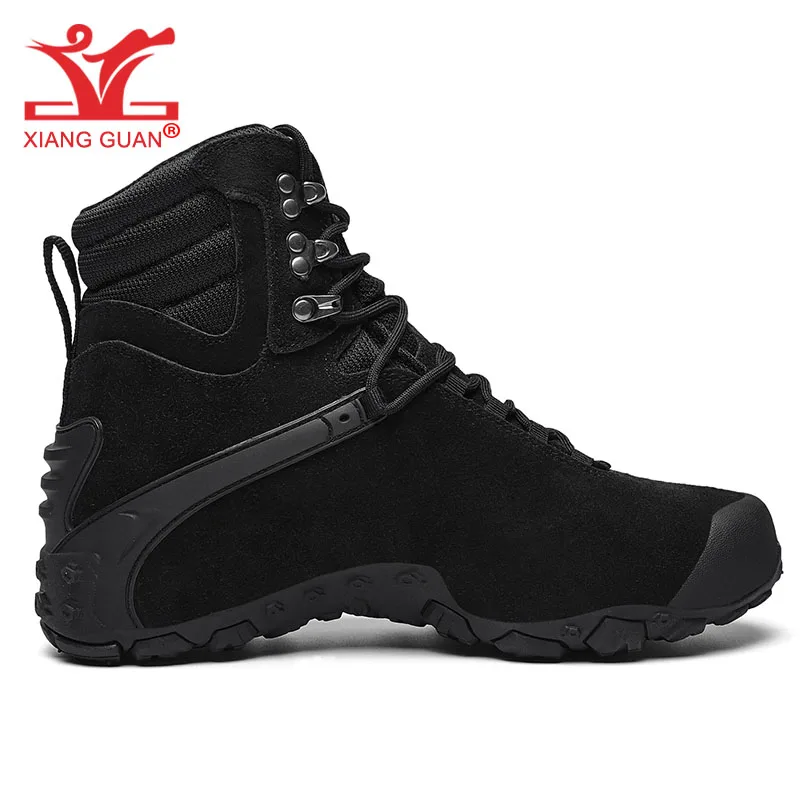 XIANG GUAN Hiking Boots Men Women Waterproof Mountain Shoes Cow Leather Black Sandy Outdoor Tactical Combat Climbing Trekking 12