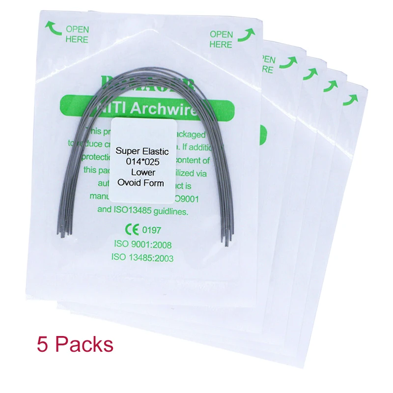 

Orthodontics Elastics Niti Archwire Rectangular Ovoid 5 Packs Super Elastic Arch Wire Dental Correction Dentistry Materials