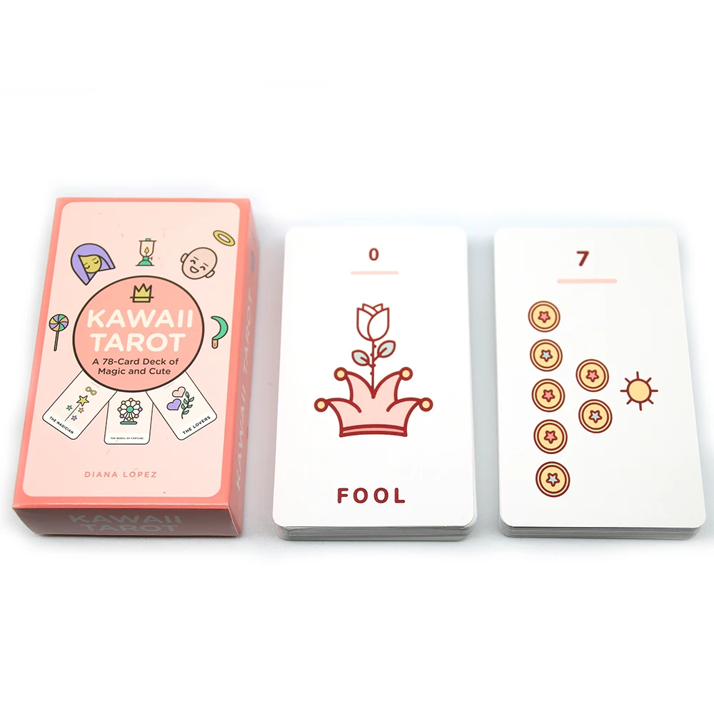 Kawaii Tarot 78 Card Deck of Magic and Cute Card Book Diana Lopez features Sweet Pastel-colored Design kawaii collectors alike
