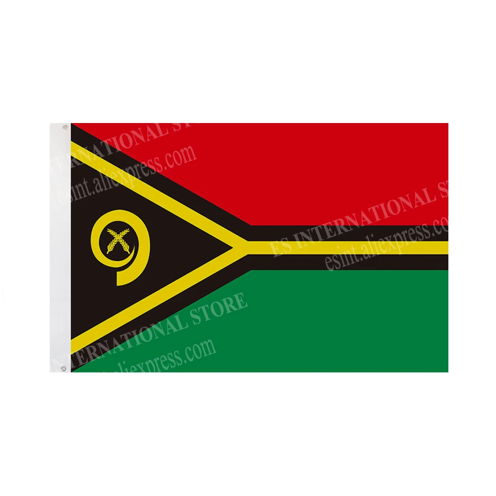 Vanuatu Flag National Graphic Custom Printed Hanging Banner Design Outdoor Advertising Decoration Polyester Shaft Cover Grommets