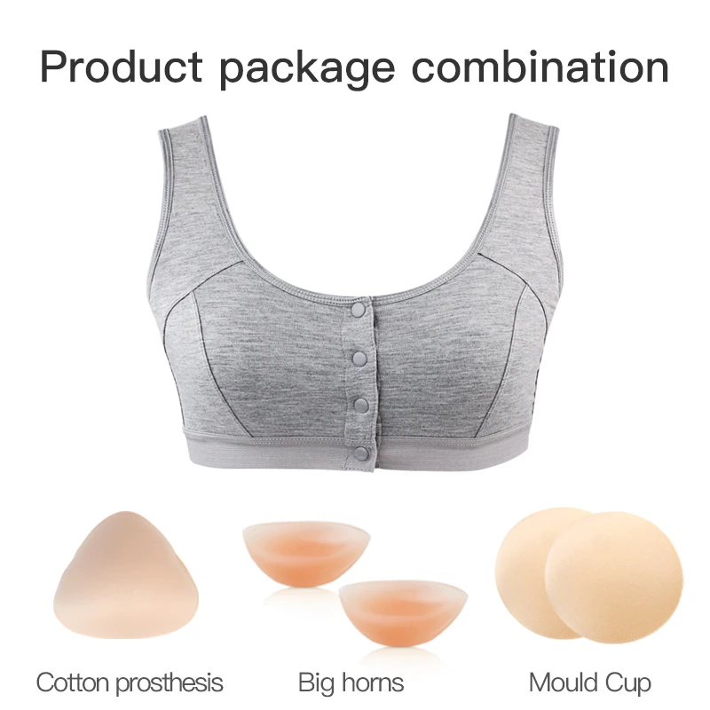 ONEFENG 6031 Front Closure Vest Design Mastectomy Brassiere for Silicone Breast Prosthesis Silicon Boobs