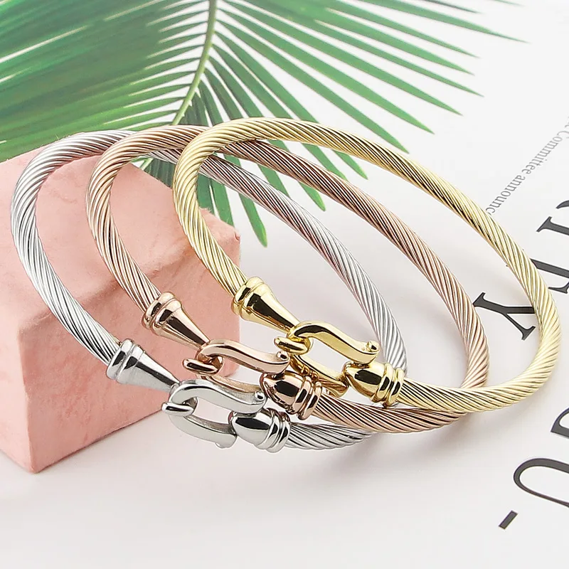 Best Selling Stainless Steel Twisted Wire Bracelet Female Love Bracelets, Party Gifts, Jewelry Wholesale