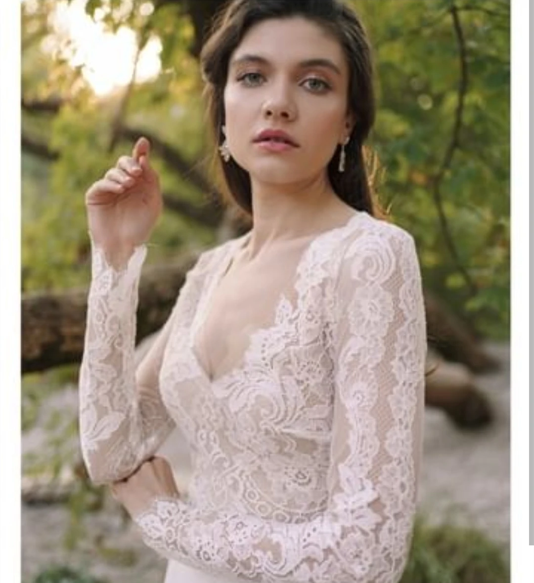 Boho weselny sukienka z długim rękawem Sexy dekolt w serek rozcięcia po bokach suknie ślubne dla kobiet elegancka szyfonowa proste rustykalny, w stylu Vintage obywatelskiego szata De Mari