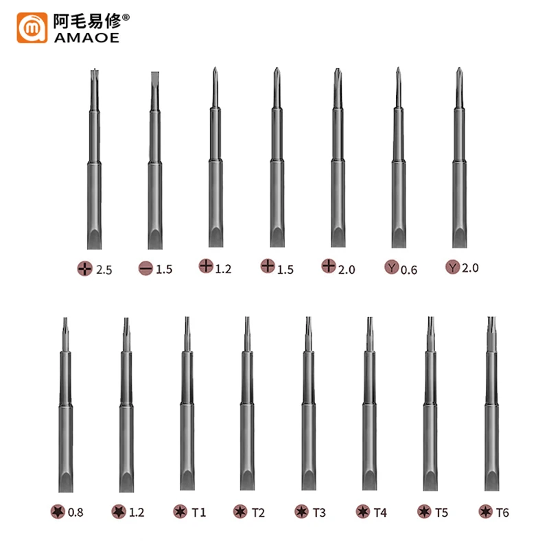 AMAOE Precision Screwdriver Slotted Phillips Torx S2 Steel Magnetic Bits Screw Driver For iPhone Android Opening Repair Tool