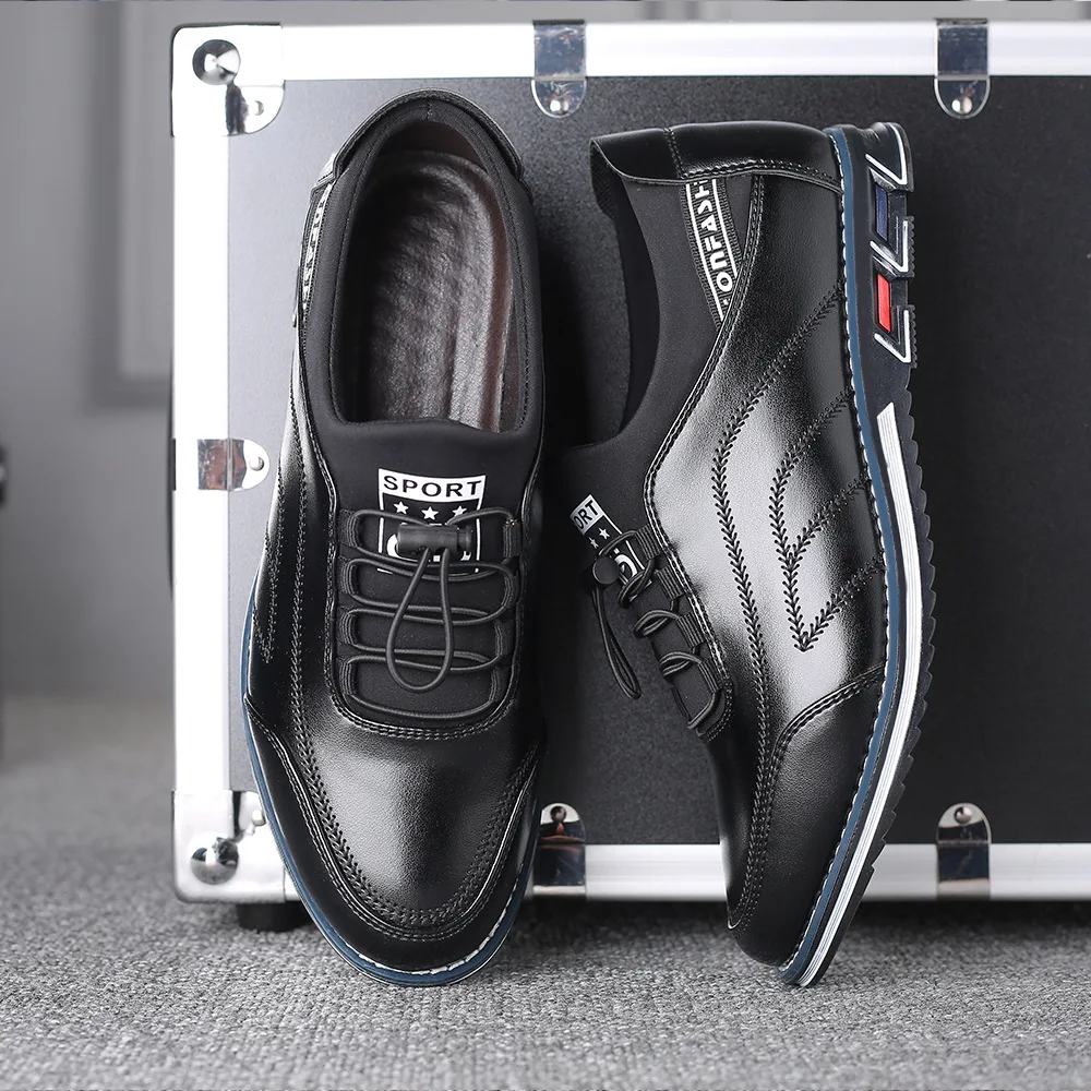 Men Dress Shoe Cowhide Leather Shoes Men's Comfortable Low-top British Casual Shoe Platform Shoes Man Formal Shoes