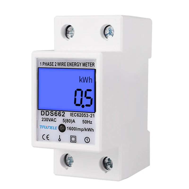 Monofásico dois fios lcd display digital wattímetro consumo de energia medidor elétrico kwh ac 230v 50hz trilho din elétrico