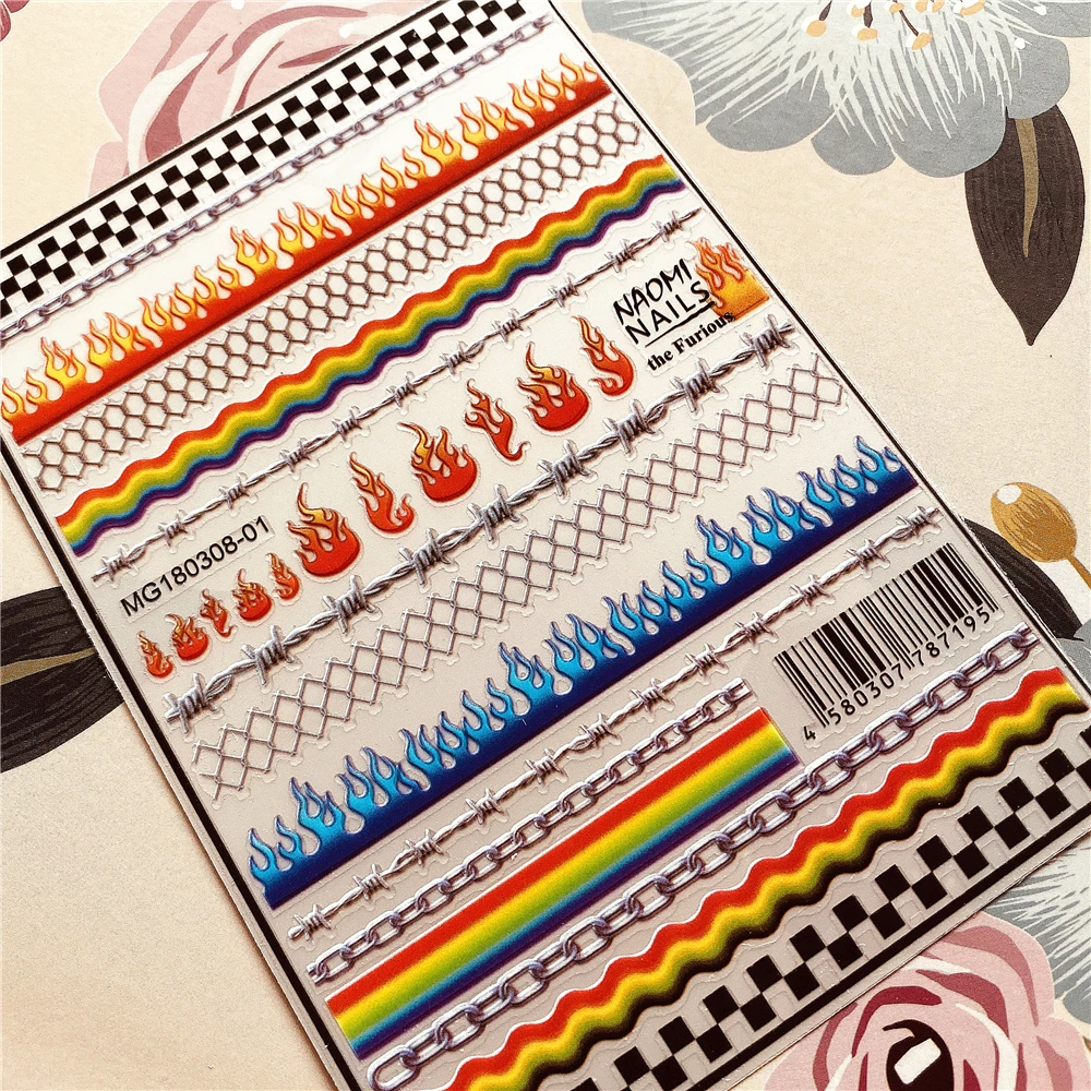 MG180308-01 Flame Fire Flower 3D Back glue Nail decal Nail sticker Nail decoration Nail art Nail tool Nail ornament