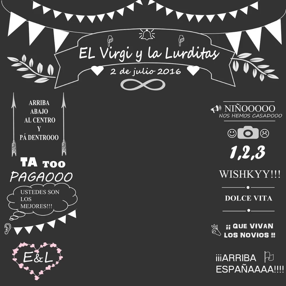 Allenjoy Custom กระดานดำพื้นหลังงานแต่งงานสีดำหรือขาว Idea ชอล์กครบรอบพื้นหลัง Photo Booth Decor แบนเนอร์