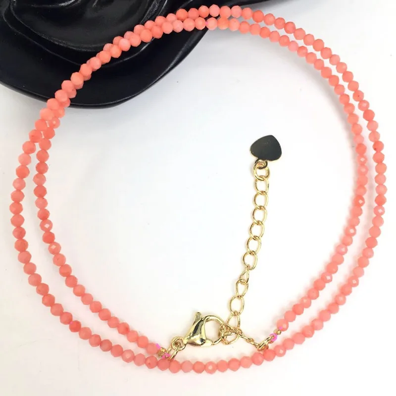 Natürliche Stein Perlen Halsketten 2MM Kleine Größe Facettierte Runde Quarts Turmalin Mini Perlen Halsketten Für Frauen Schmuck Geschenke – Detail 15