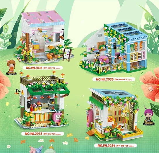 LOZ mini diamond building block city street view Fairytale town bricks Dessert house pastry shop studio florist toy for gift