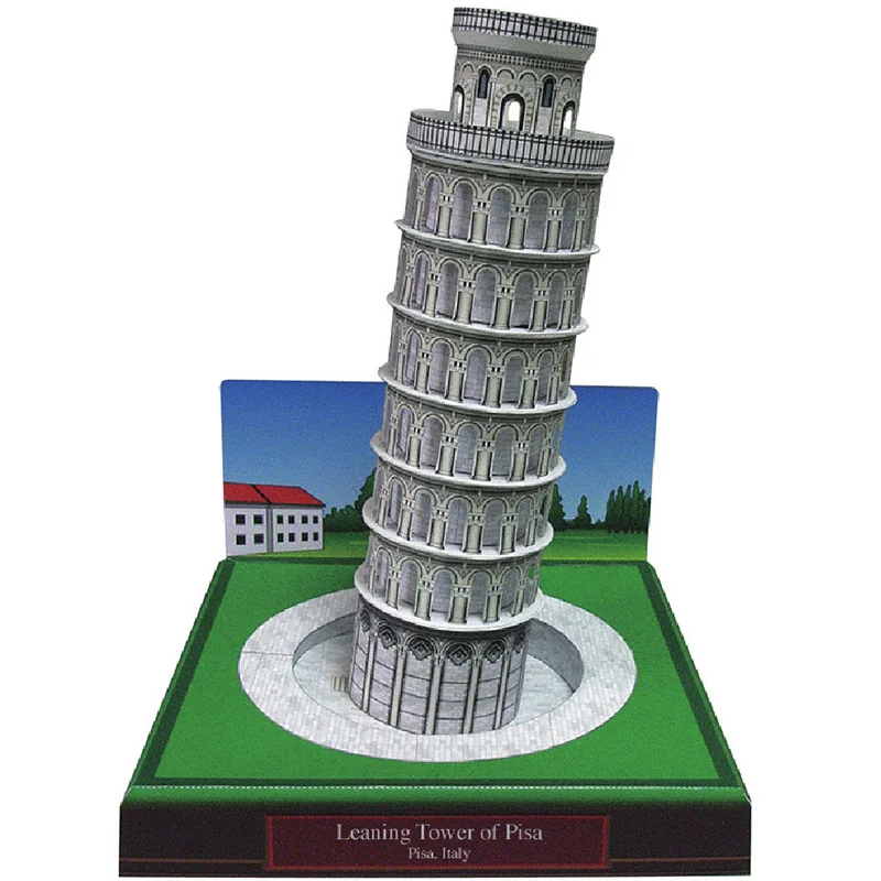 Itália inclinada torre de pisa mini modelo de papel 3d casa papercraft diy arte origami construção adolescentes adulto artesanal artesanato brinquedos QD-170