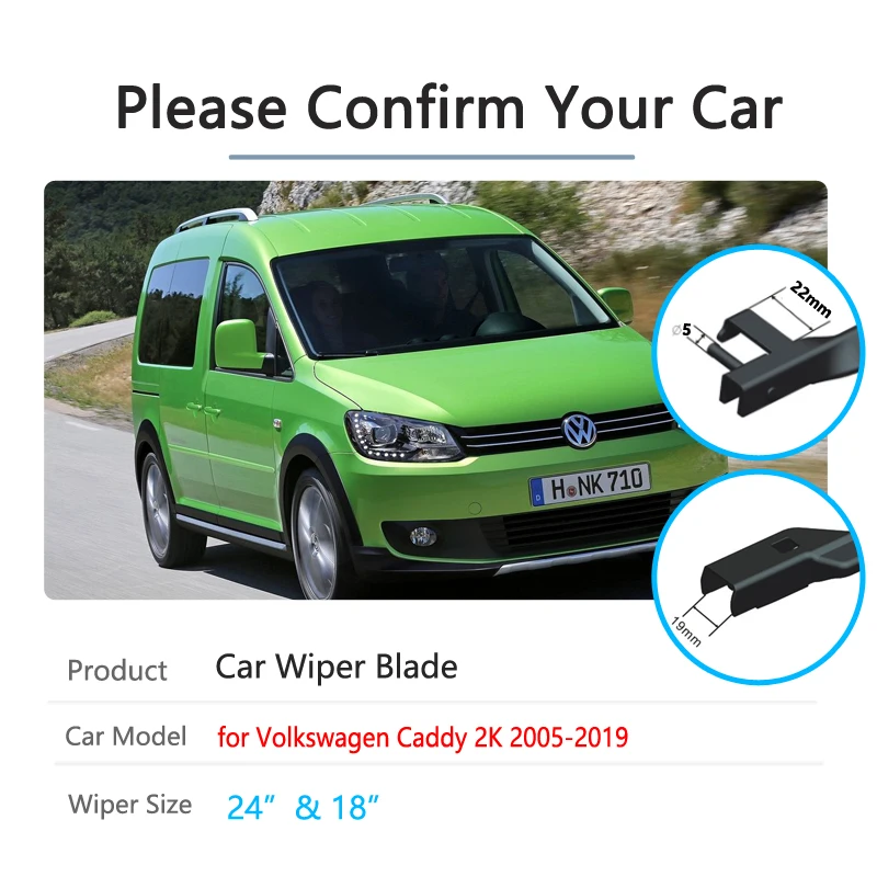 Car Wiper Blade for Volkswagen VW Caddy 2K 2005~2019 Front Windscreen Windshield Wipers Car Accessories 2007 2010 2012 2015 2016