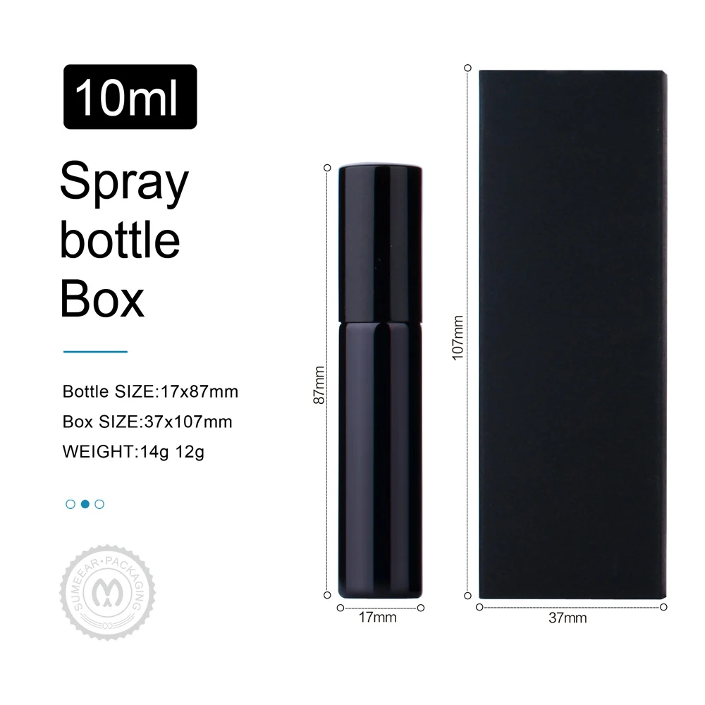 Perfume Bottle 10ml With Packaging Box Gold Silver Black Glass Spray Bottle Sample Clear Glass Vials Portable Perfumes Atomizer