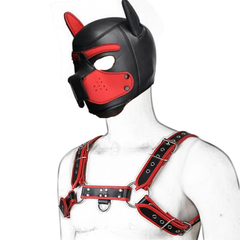 Deluxe Puppy Cosplay Costume Dog Hood Mask Anal Tail Butt Plug Role Play Chest Strap Neck Collar BDSM Sex Toys for Adult Games