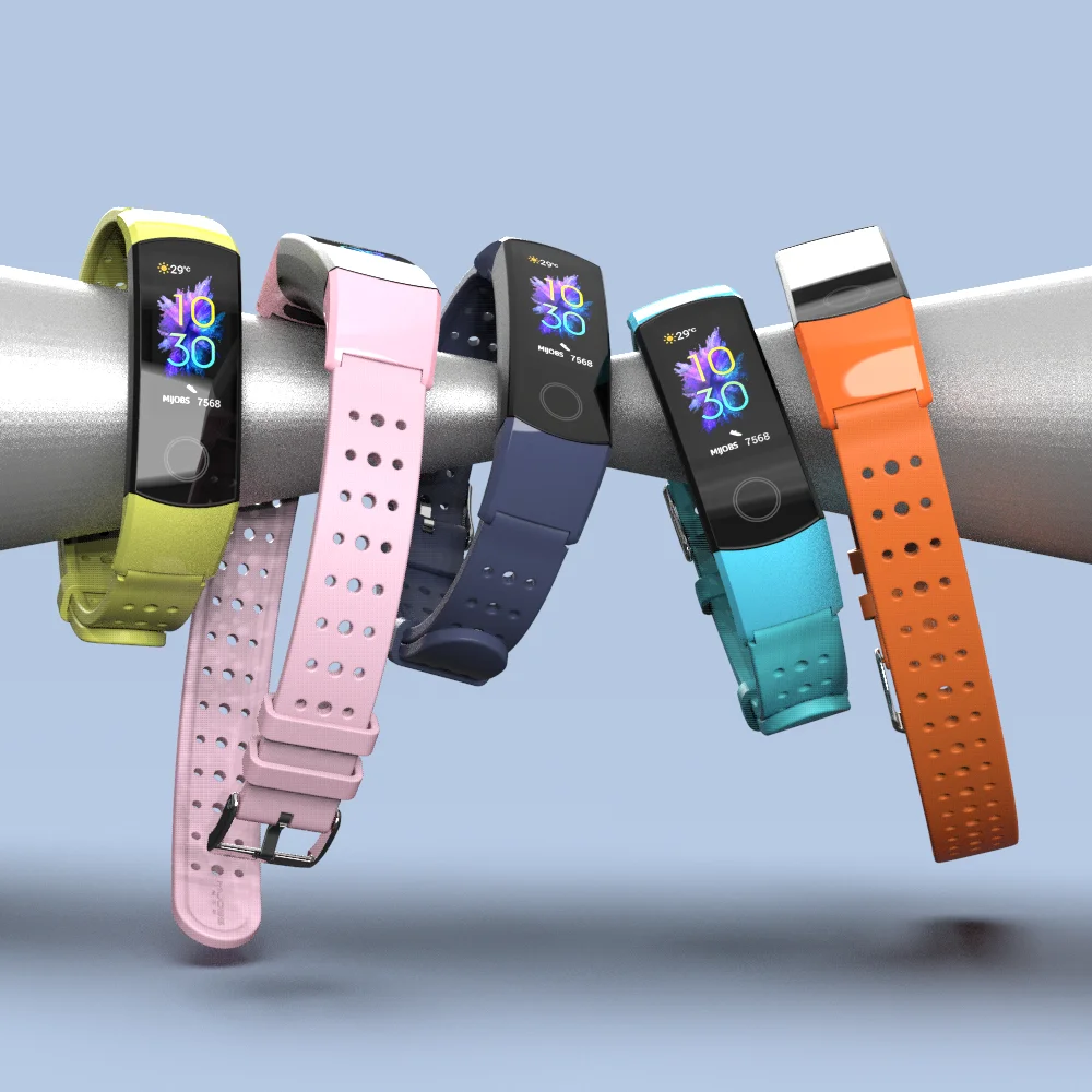 Silicone Bracelet For Honor Band 4 5 Sport Wristbands Strap for Huawei Honor Band 5 4 Air hole TPU Anti-lost Sports Accessories