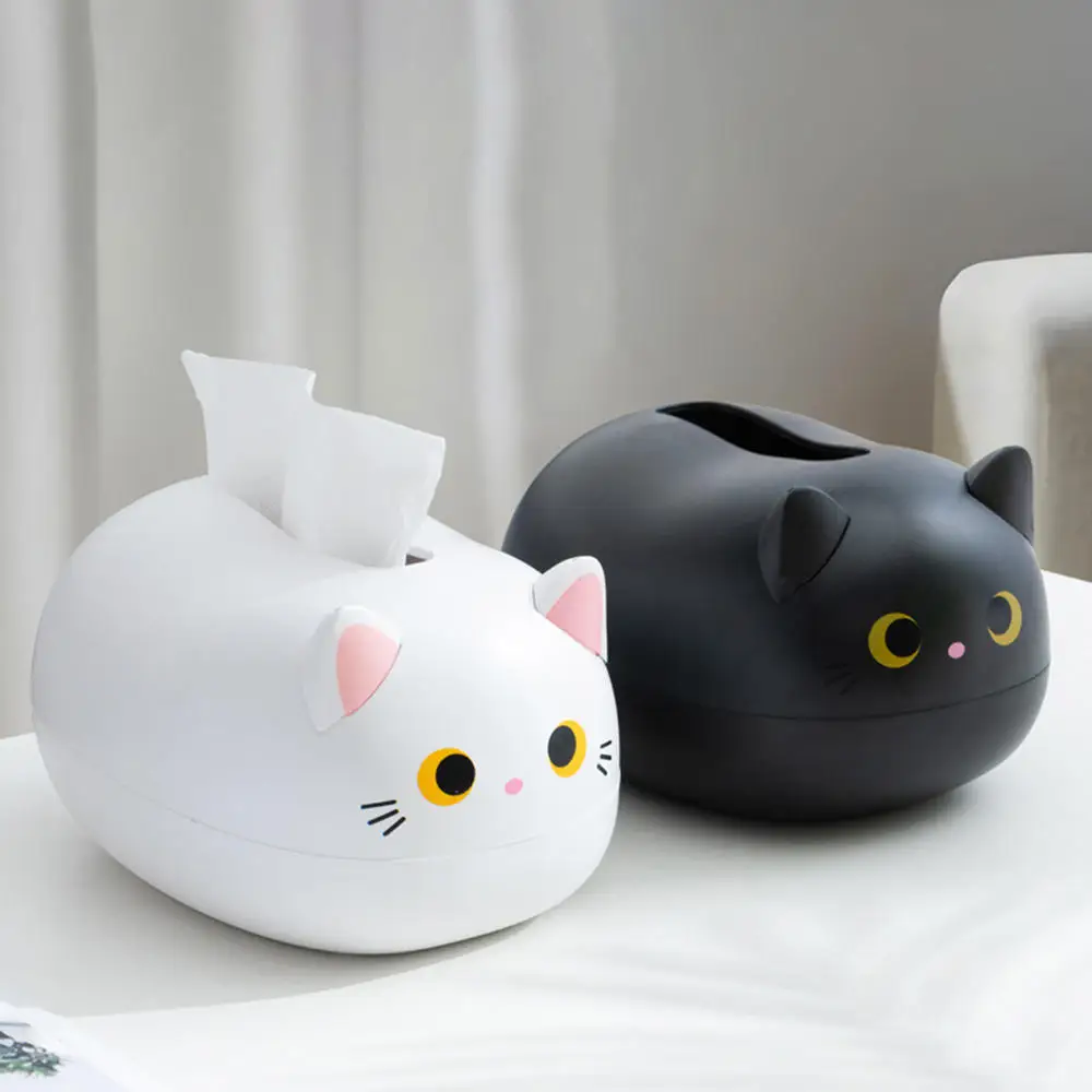 Cute Cat Tissue Box Desktop Toilet Paper Holder Kitchen Napkin Storage Box Wc Paper Container Nordic Style Home Decoration