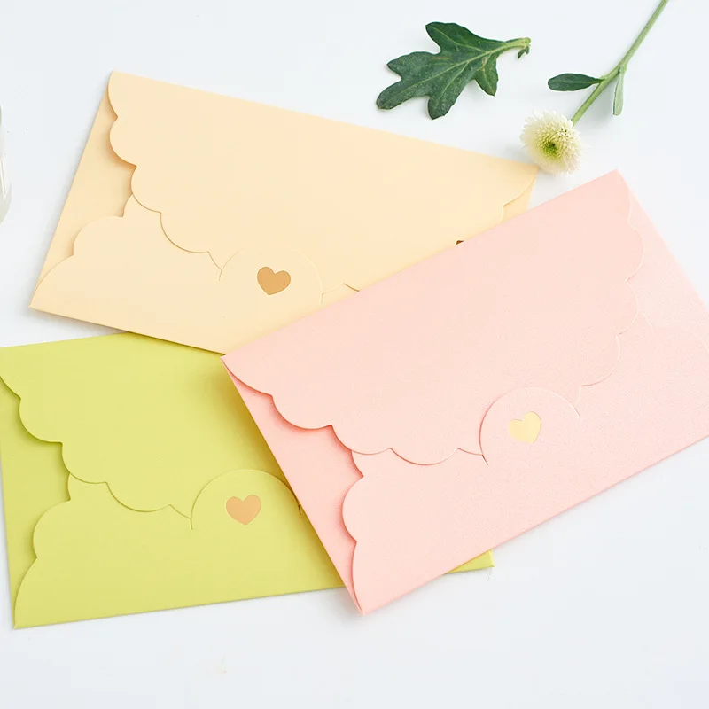 Sobre de papel iridiscente Vintage para invitaciones de boda, sobres de corazón de sello dorado, carta, papelería, 10 piezas por lote