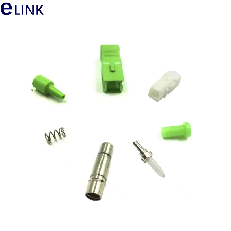 

200PCS SC/APC Green fiber connector KITS Unassembled Simplex SM 3.0mm 2.0mm 0.9mm ftth SC connector accessory ELINK