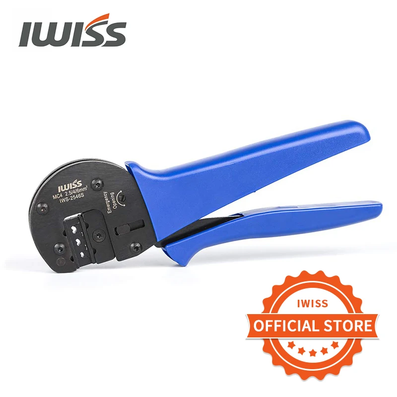 IWISS IWS-2546S MC3/4 Solar Crimping Plier Hand Crimper Tools with Locator Crimp Range 2.5/4/6mm2 (14-10AWG)