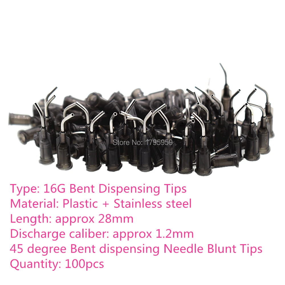 Piegato Erogazione Consigli 14G 15G 16G 18G 20G 22G Conico Blunt Punte Aghi 45 gradi Bent Adesivo Erogazione Ago Ago 100pcs Set