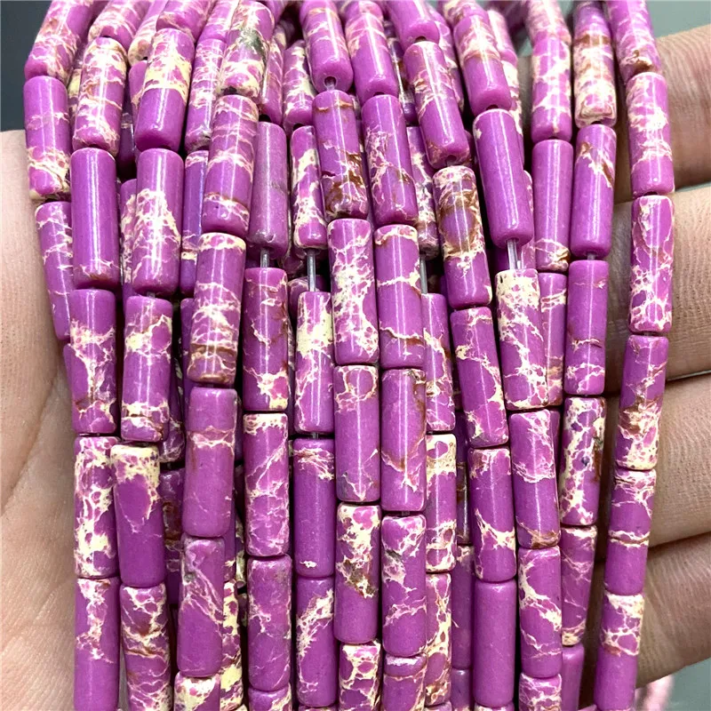 31 Kinds Natural Purple Imperial Jaspers Howlit Blue Sandstone Beads Cylindrical Shape Tube Bead For Making Beadwork DIY Jewelry