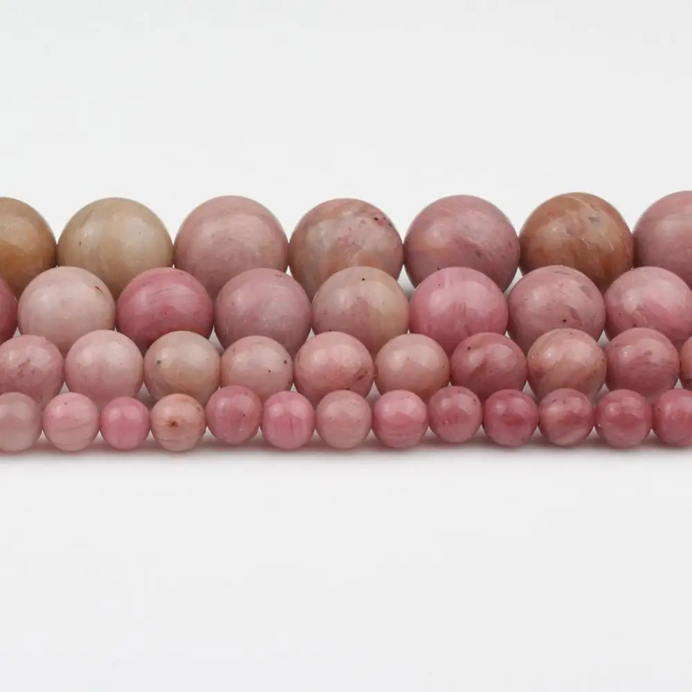 AAA Natural Rhodonite Stone Round Loose Beads For Jewelry Making DIY Bracelet Necklace 15.5\