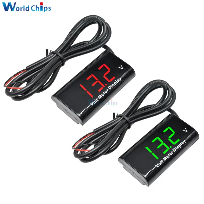 DC 3-18V 0.56 inch LED Three Digital Display Two 2 Wires IPX6 Waterproof Voltmeter Voltage Meter For Auto Car Bicycle Motorcycle