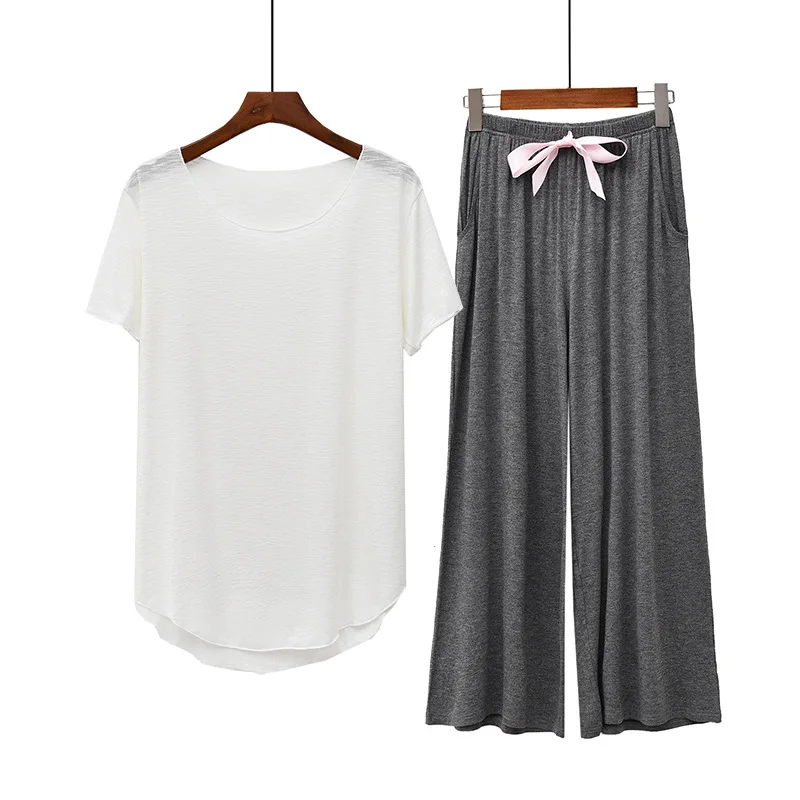 جديد مشروط الدهون كبيرة الحجم اللون القطن منامة النساء الصيف الخريف واسعة الساق السراويل فضفاضة ومريحة خدمة المنزل اليوغا #3