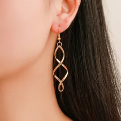 Metal Knot Twist Hanging Earrings For Women Hollow Geometric Exaggerated Brincos Party Vintage Boho Jewelry Christmas Gifts