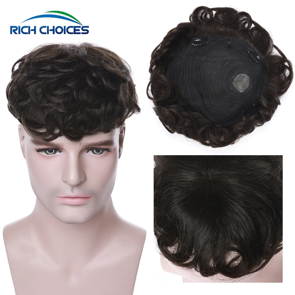 Rich Choices 16×19cm Men Toupee MONO Mechanism Hair Replacement 150% Density Hairpiece Prosthesis Wig For Male Hair Extensions